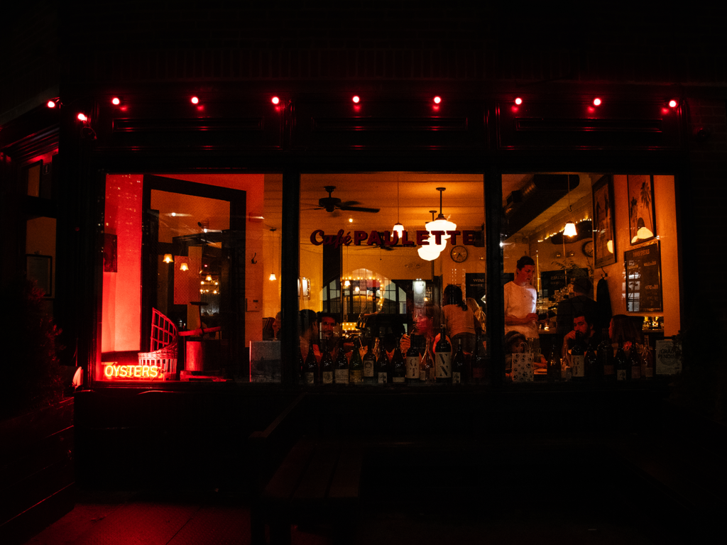 Cafe Paulette restaurant window in Fort Greene, Brooklyn